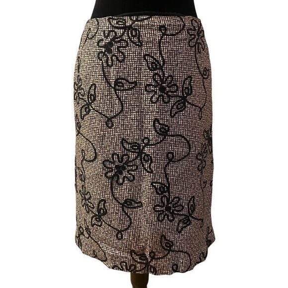 Talbots Dresses & Skirts - Talbots‎ Wool Tan and Black Floral Pencil Skirt Sz 14